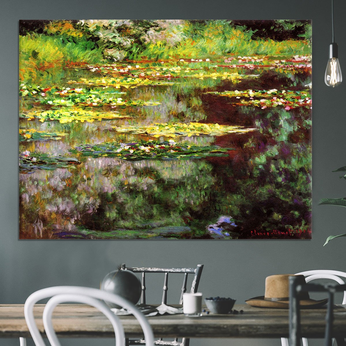 Sea rose pond by Monet Canvas Print or Poster