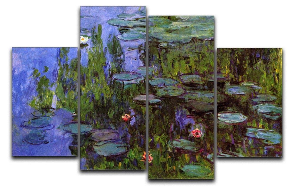 Sea roses by Monet 4 Split Panel Canvas  - Canvas Art Rocks - 1