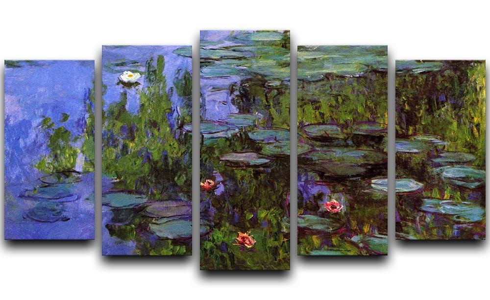 Sea roses by Monet 5 Split Panel Canvas  - Canvas Art Rocks - 1