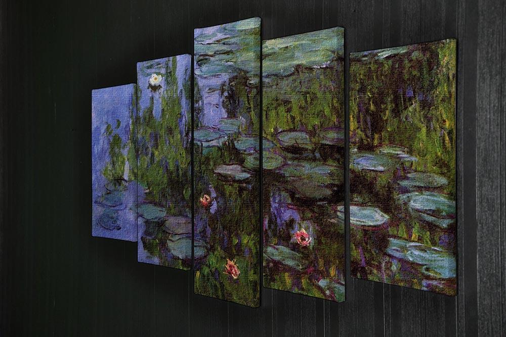 Sea roses by Monet 5 Split Panel Canvas - Canvas Art Rocks - 2