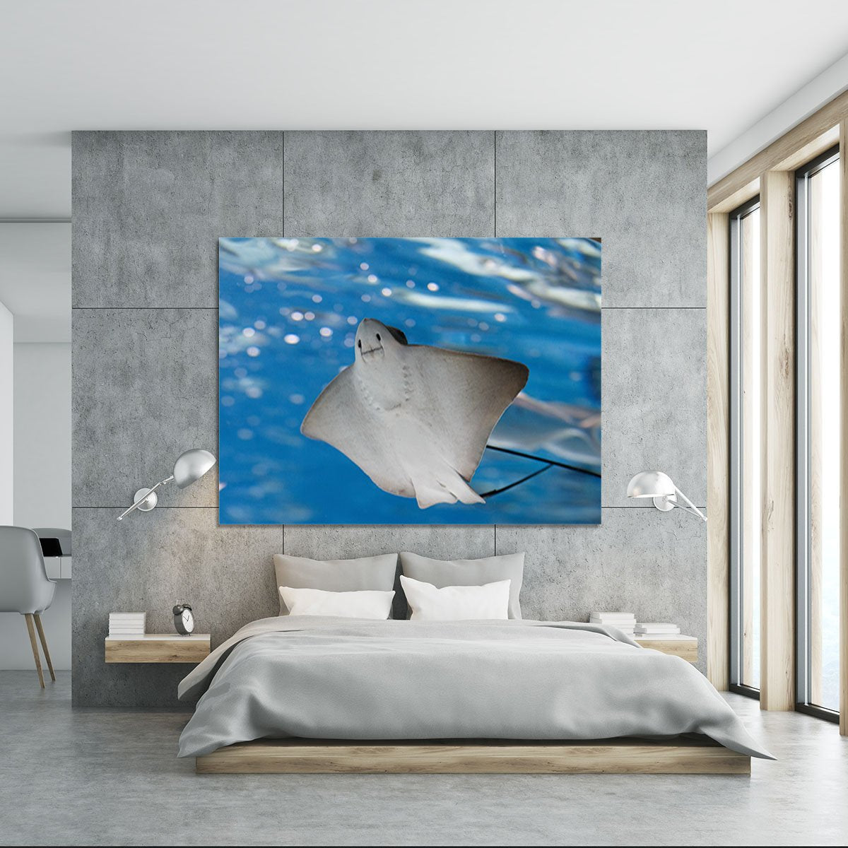 Sea stingray and marine life Canvas Print or Poster
