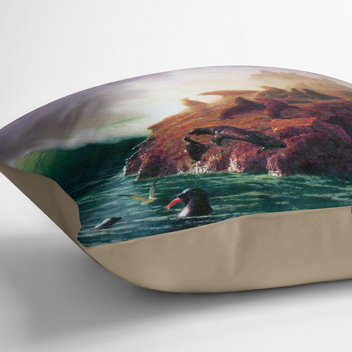 Seal Rock California by Bierstadt Cushion - Canvas Art Rocks - 2