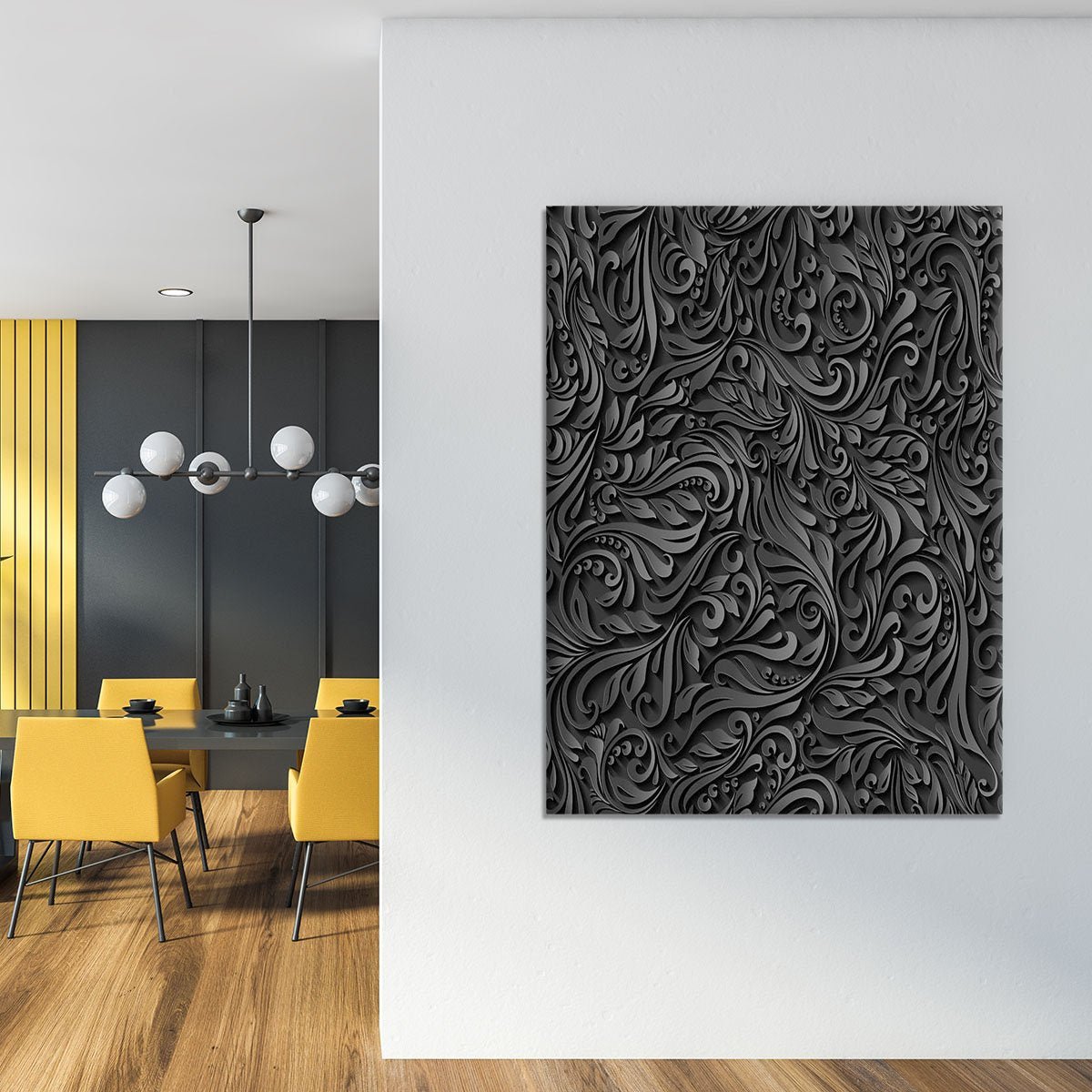 Seamless abstract black floral Canvas Print or Poster