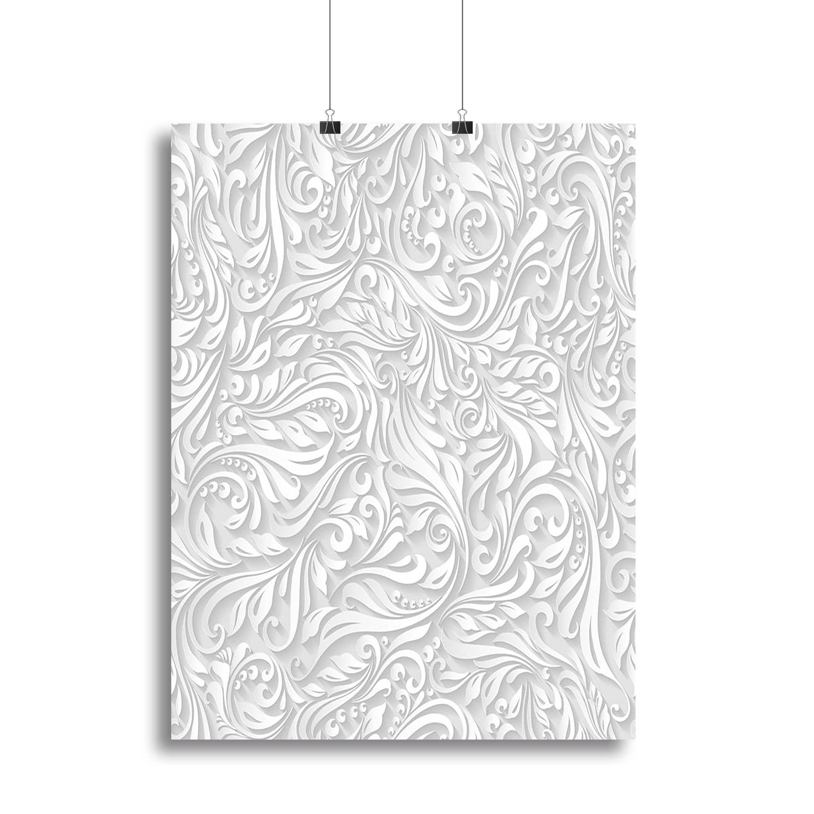 Seamless abstract white floral Canvas Print or Poster