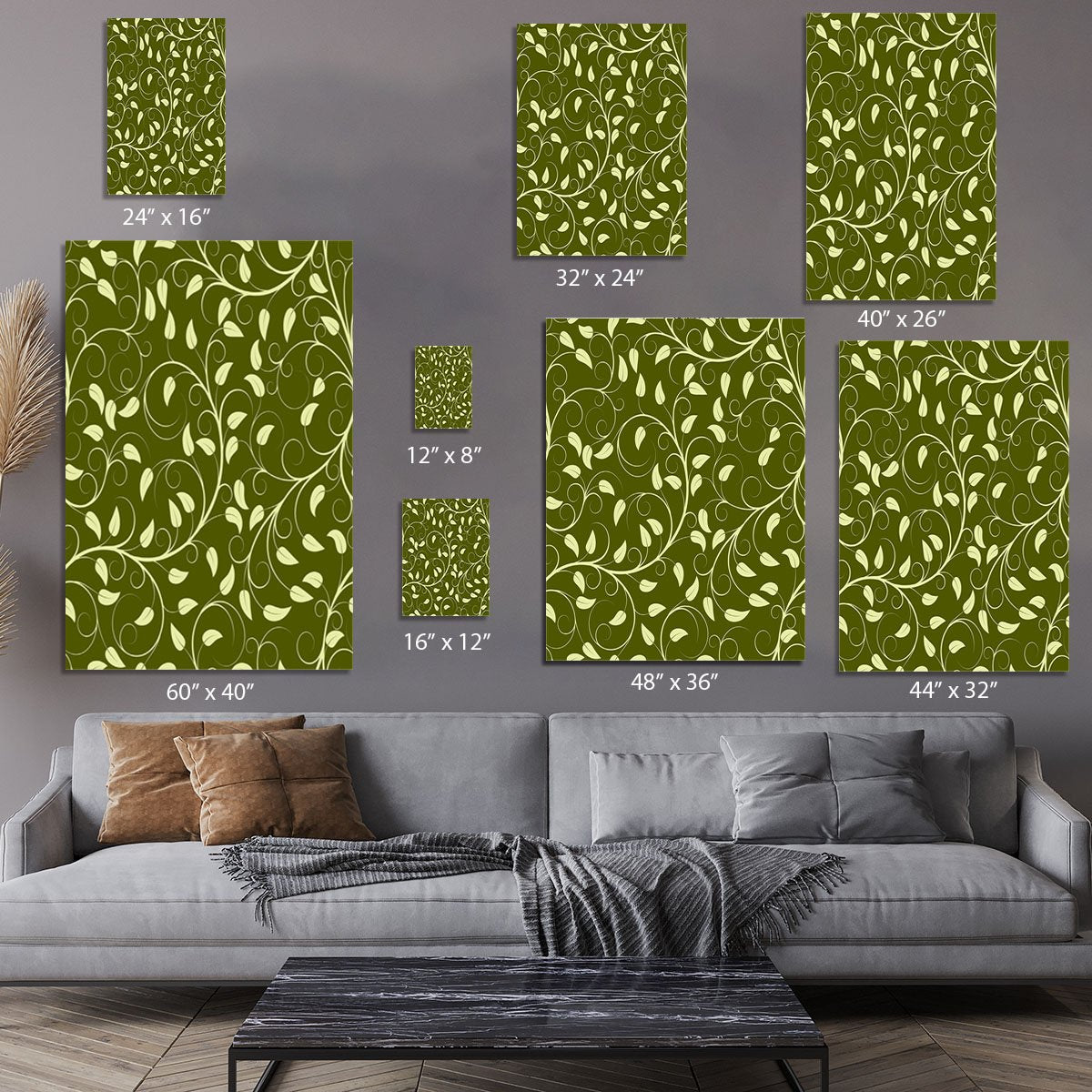 Seamless pattern from green plants Canvas Print or Poster