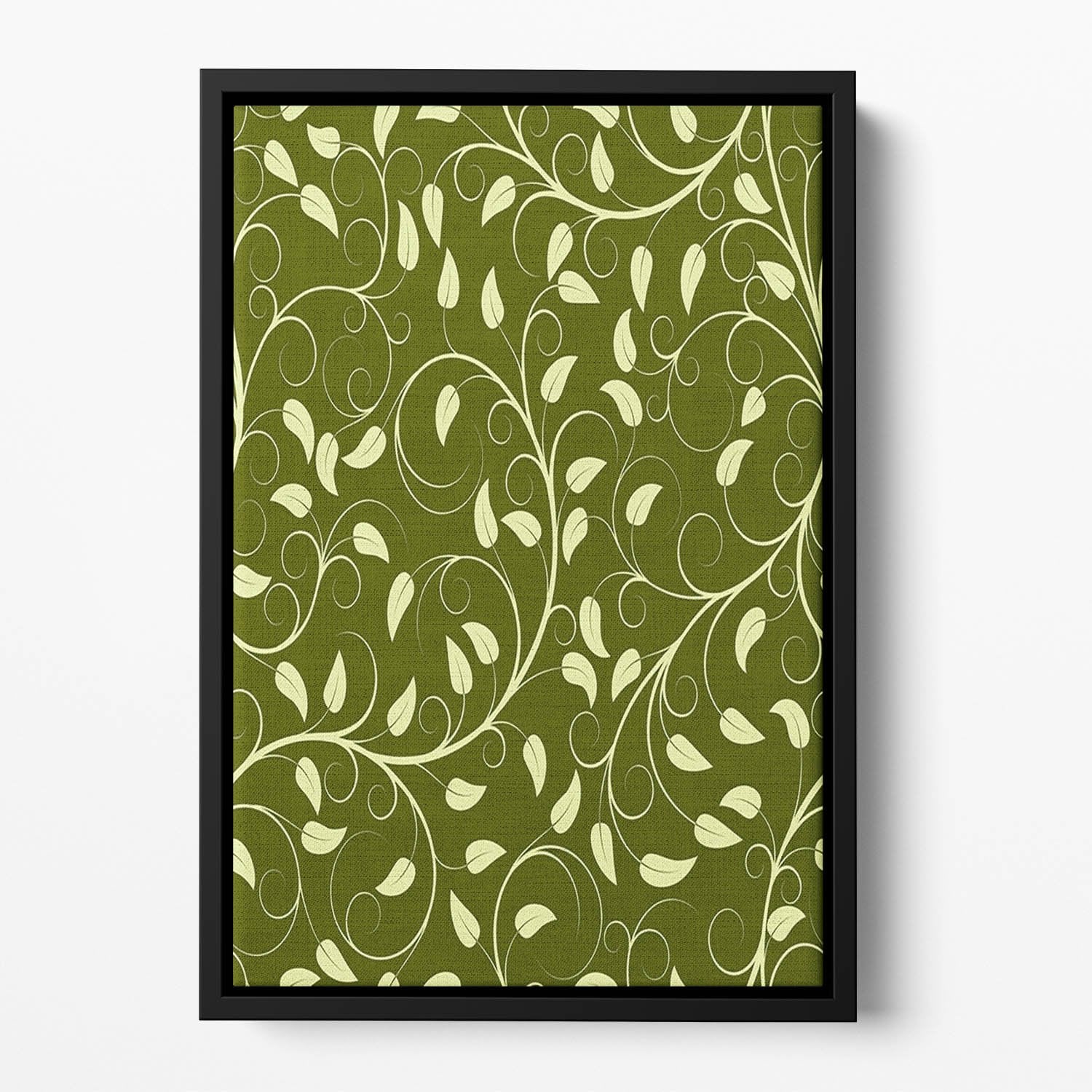 Seamless pattern from green plants Floating Framed Canvas