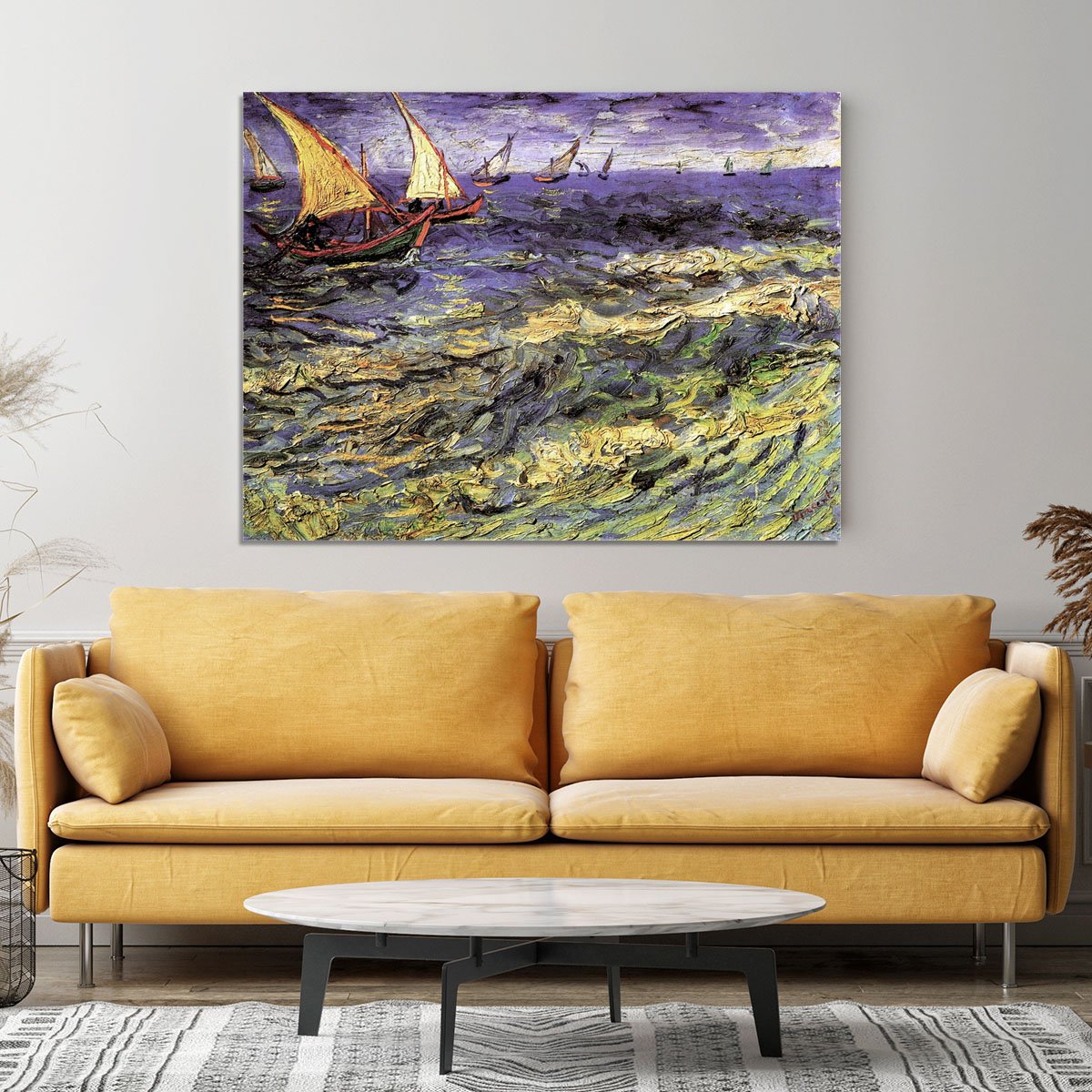 Seascape at Saintes-Maries by Van Gogh Canvas Print or Poster