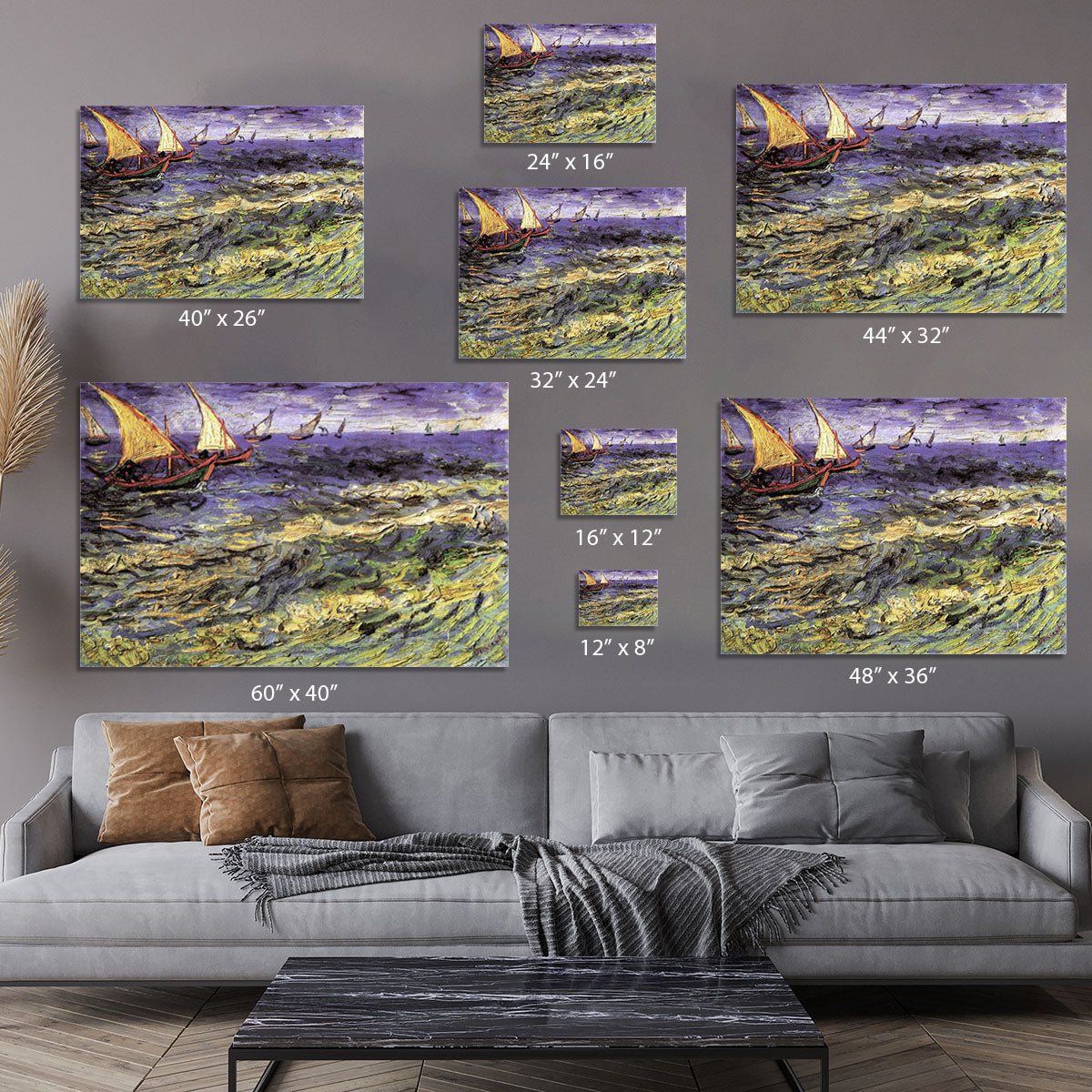 Seascape at Saintes-Maries by Van Gogh Canvas Print or Poster - Canvas Art Rocks - 7