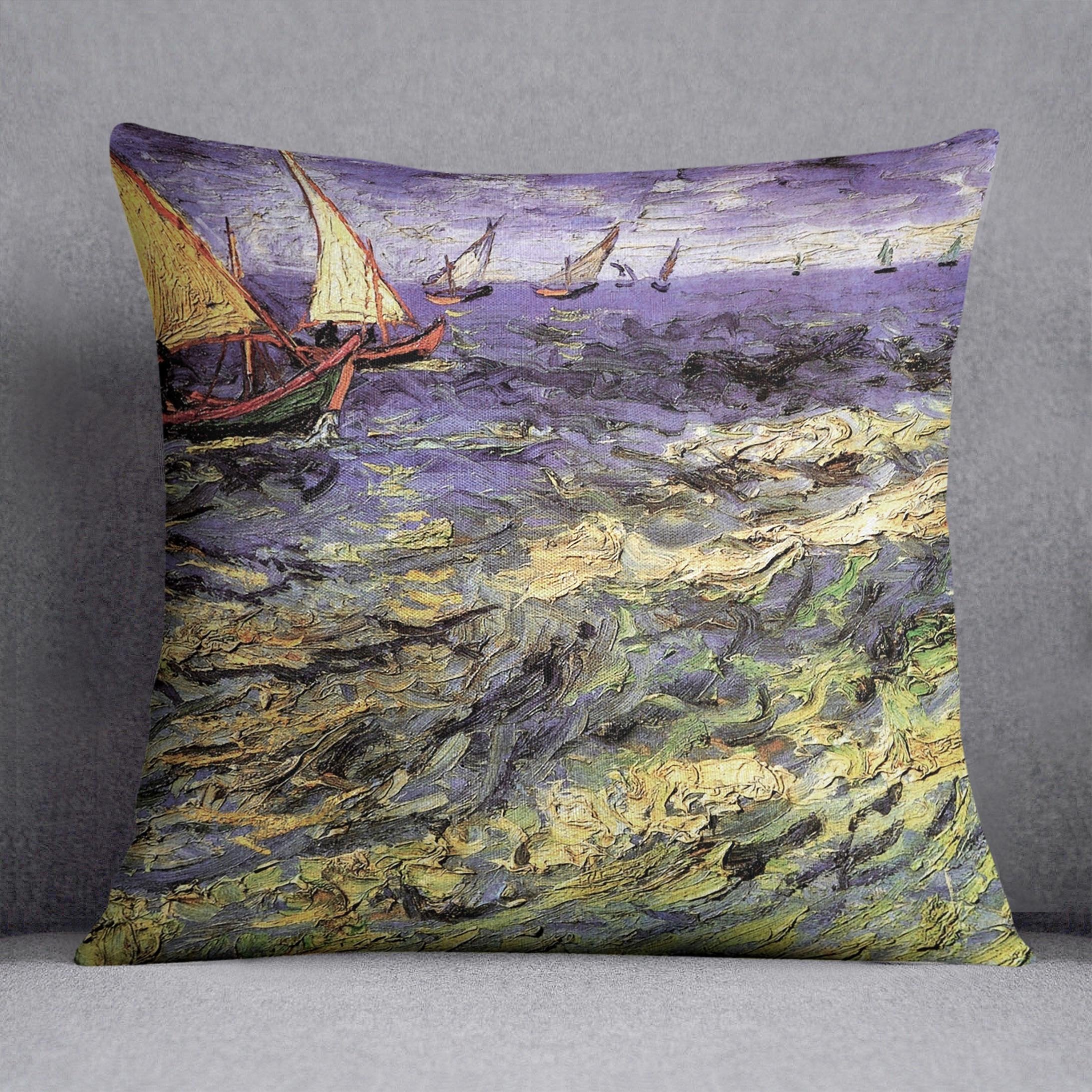 Seascape at Saintes-Maries by Van Gogh Throw Pillow