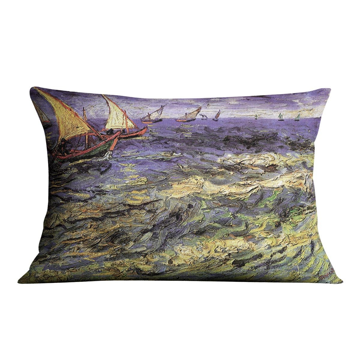 Seascape at Saintes-Maries by Van Gogh Throw Pillow