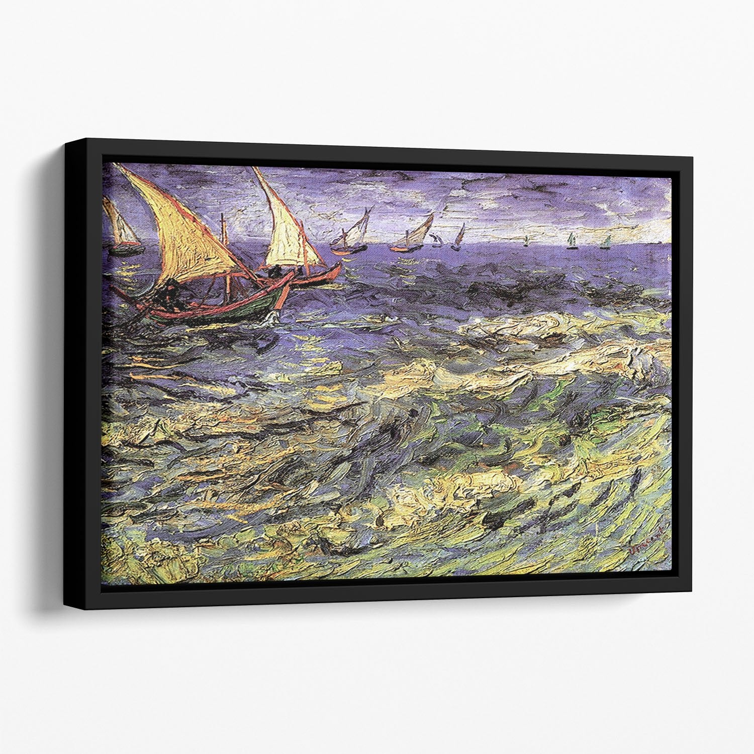 Seascape at Saintes-Maries by Van Gogh Floating Framed Canvas