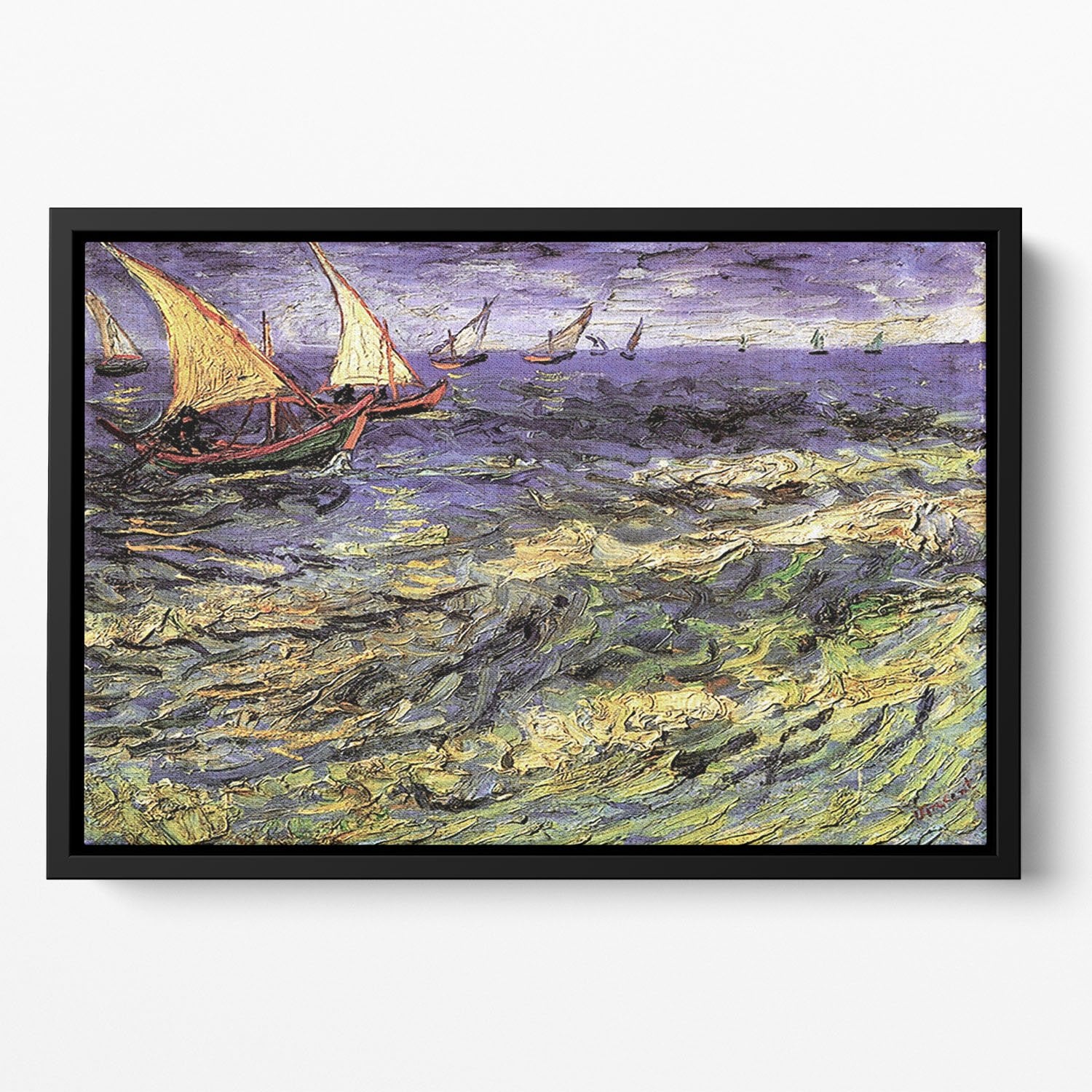 Seascape at Saintes-Maries by Van Gogh Floating Framed Canvas