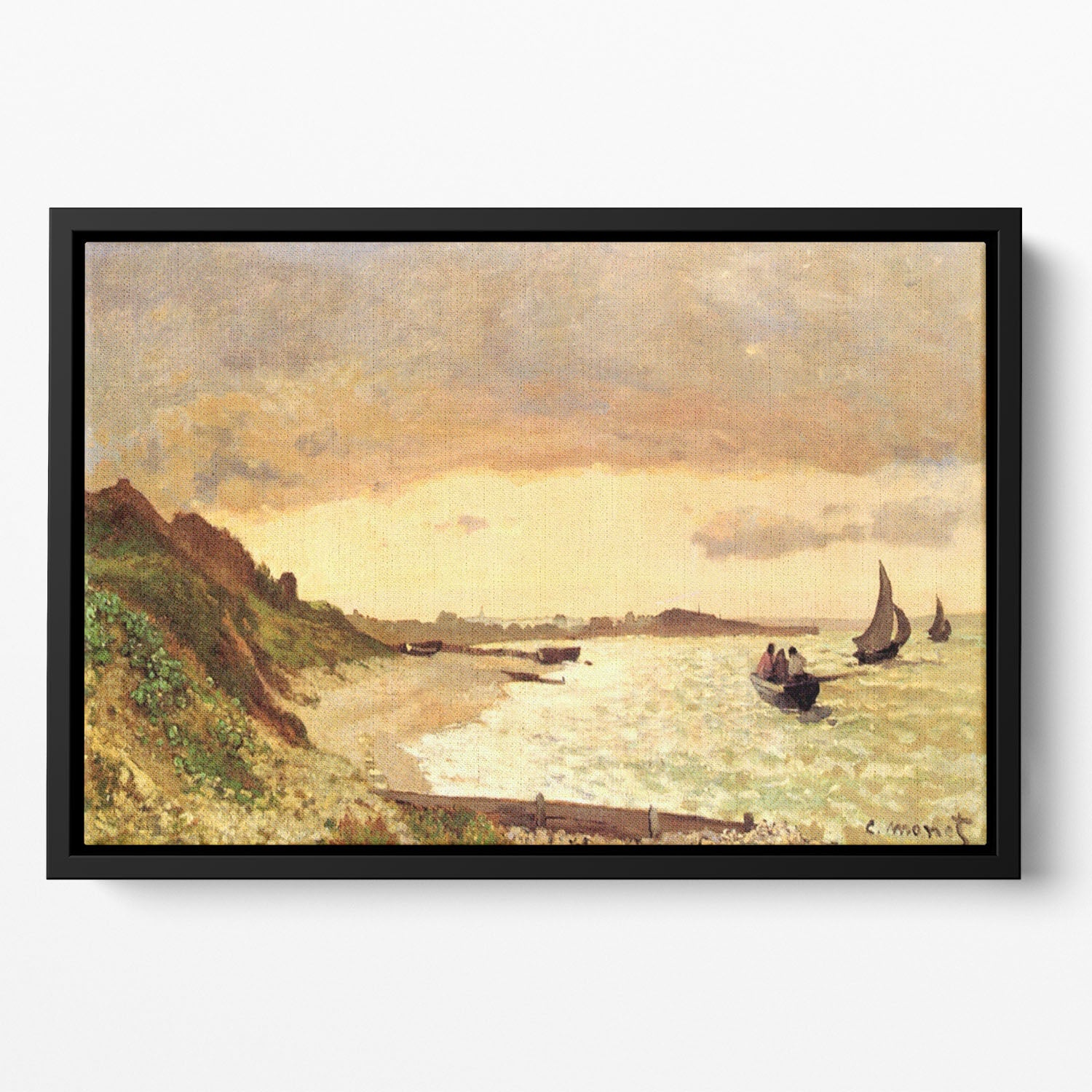 Seaside at Sainte Adresse by Monet Floating Framed Canvas