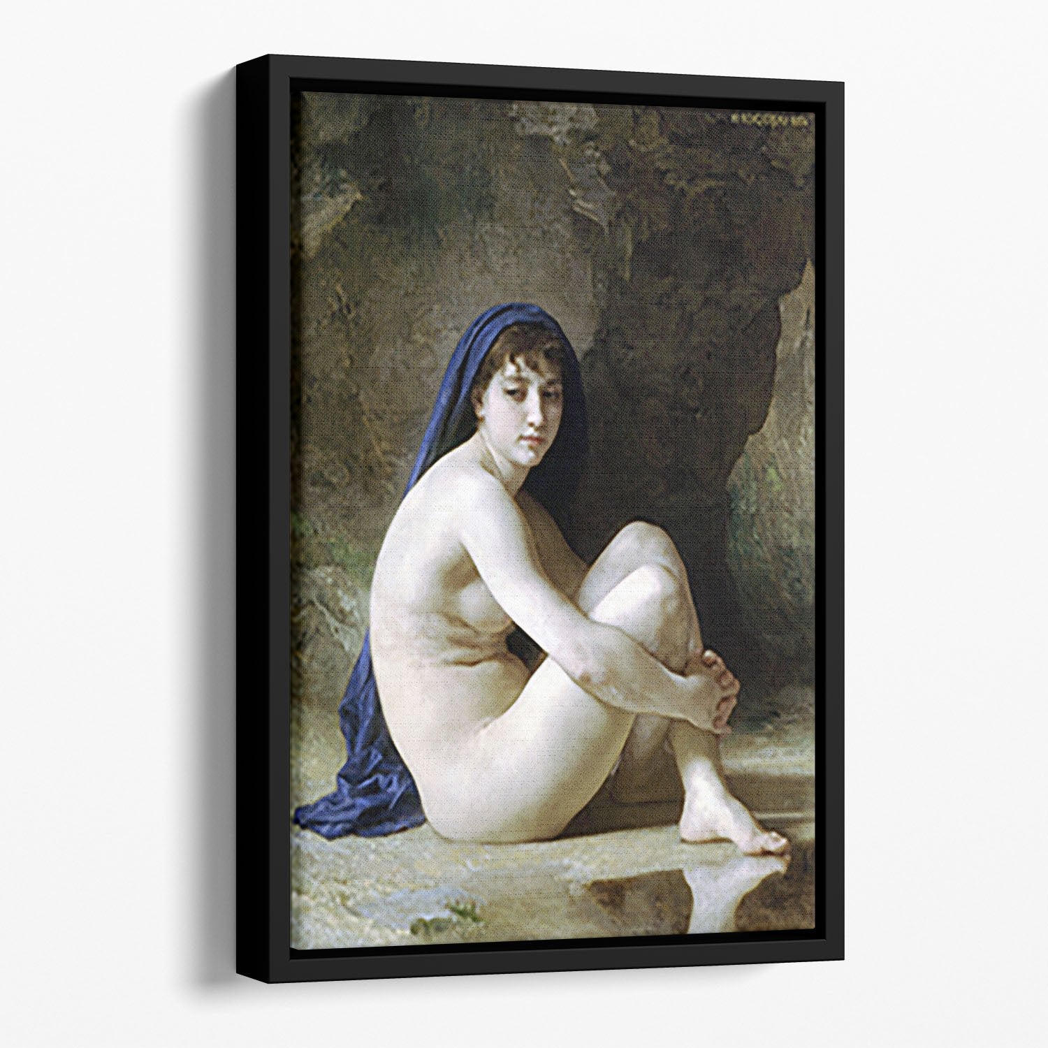 Seated Nude By Bouguereau Floating Framed Canvas