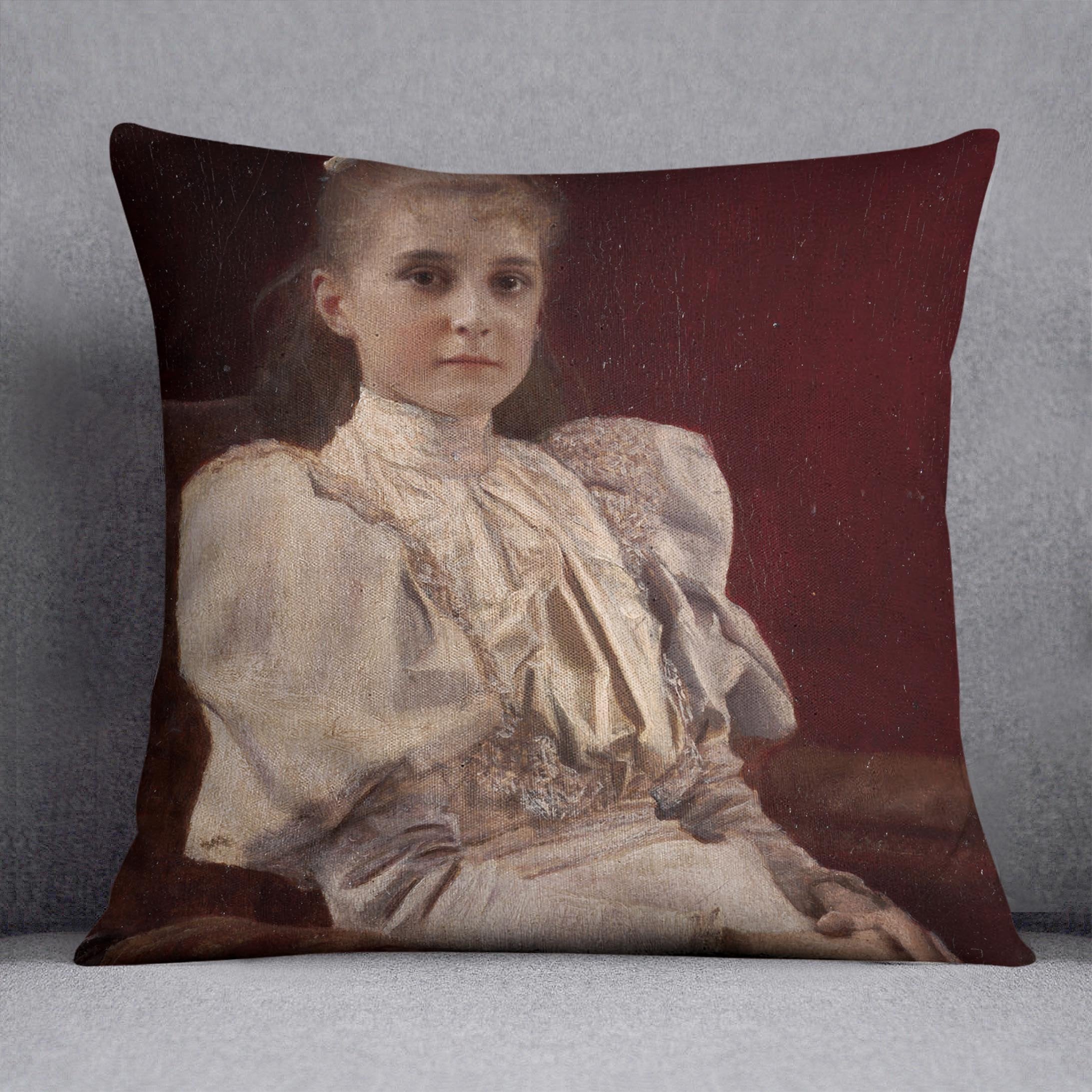 Seated Young Girl by Klimt Throw Pillow