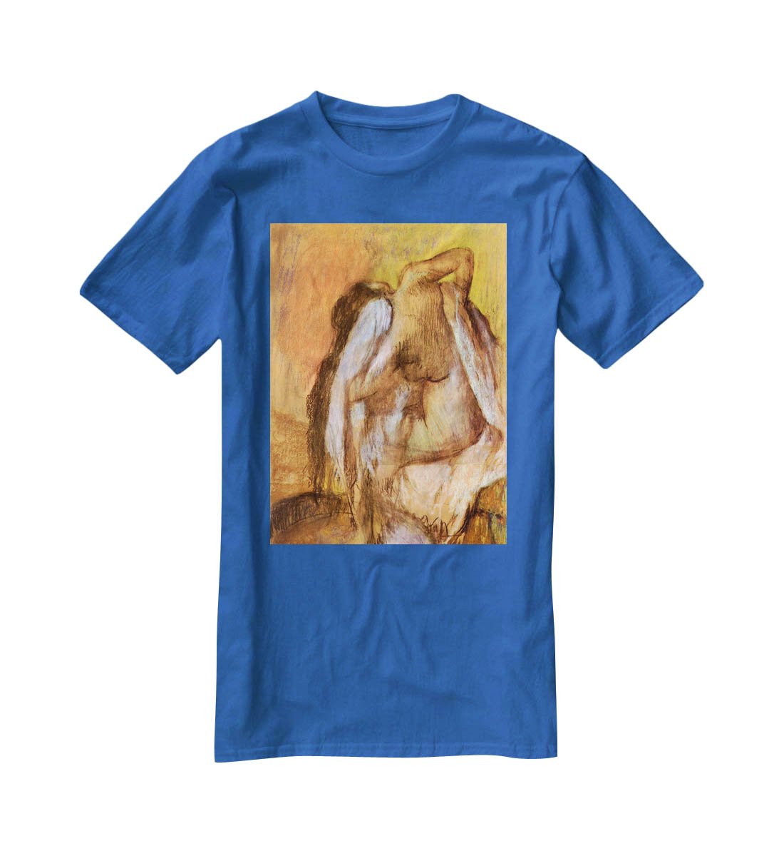 Seated female nude drying neck and back by Degas T-Shirt - Canvas Art Rocks - 2