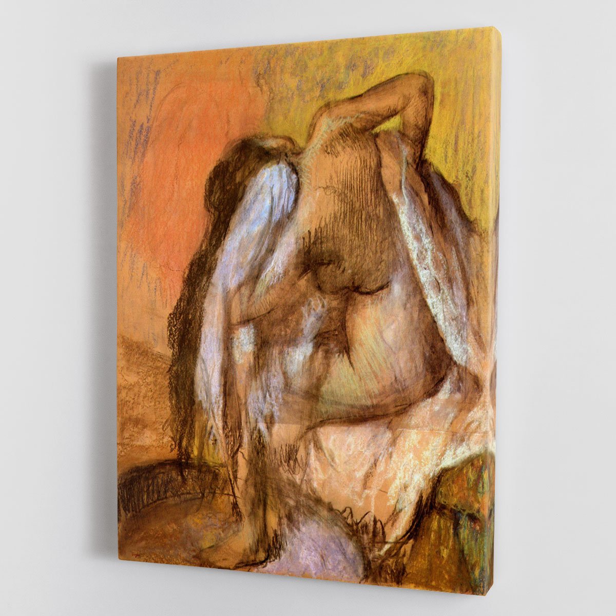 Seated female nude drying neck and back by Degas Canvas Print or Poster