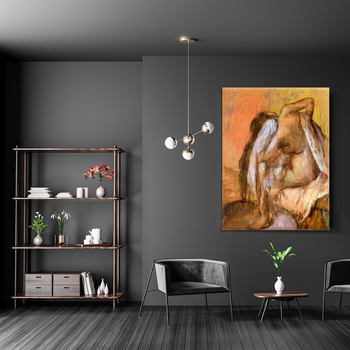 Seated female nude drying neck and back by Degas Canvas Print or Poster
