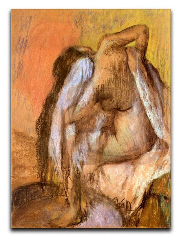 Seated female nude drying neck and back by Degas Canvas Print or Poster - Canvas Art Rocks - 1
