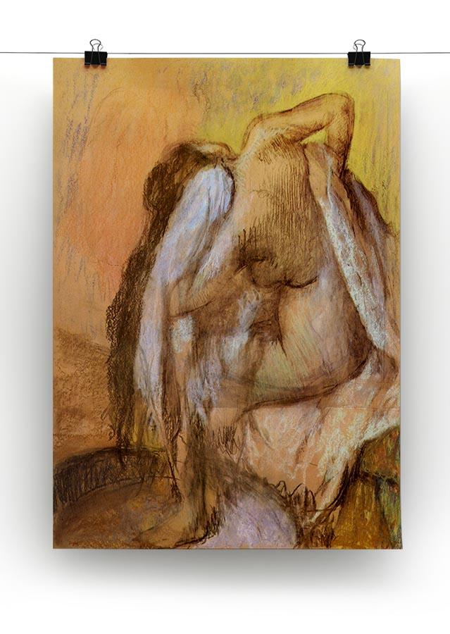 Seated female nude drying neck and back by Degas Canvas Print or Poster - Canvas Art Rocks - 2