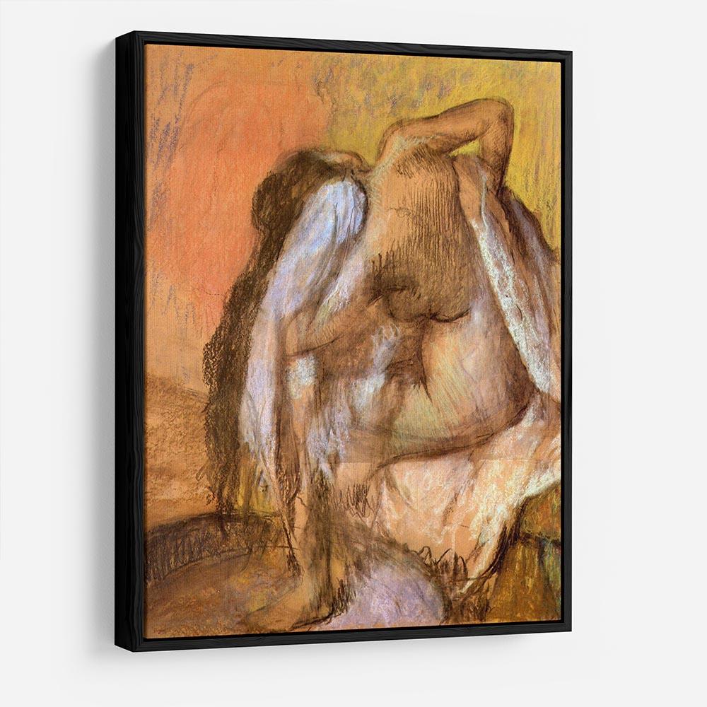 Seated female nude drying neck and back by Degas HD Metal Print - Canvas Art Rocks - 6