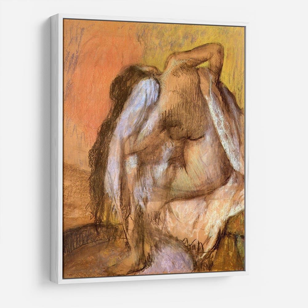 Seated female nude drying neck and back by Degas HD Metal Print - Canvas Art Rocks - 7