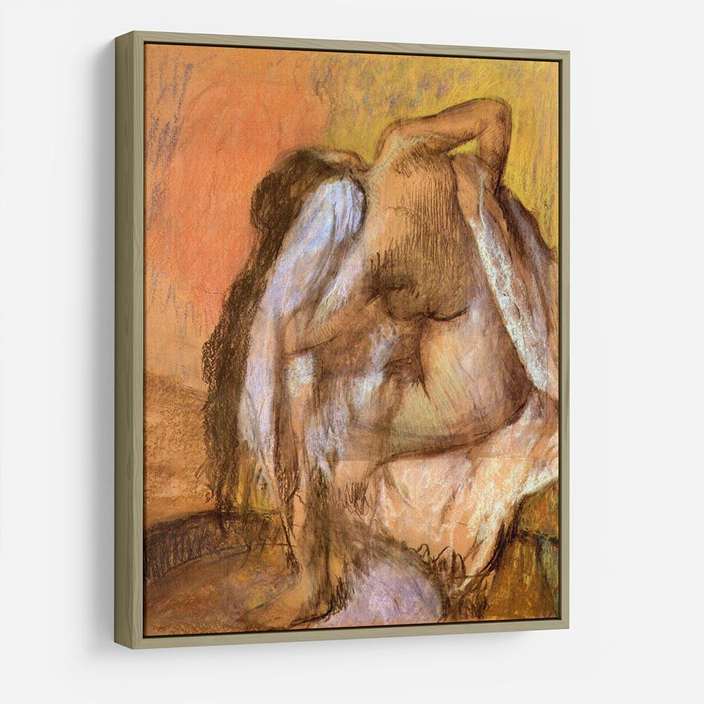 Seated female nude drying neck and back by Degas HD Metal Print - Canvas Art Rocks - 8