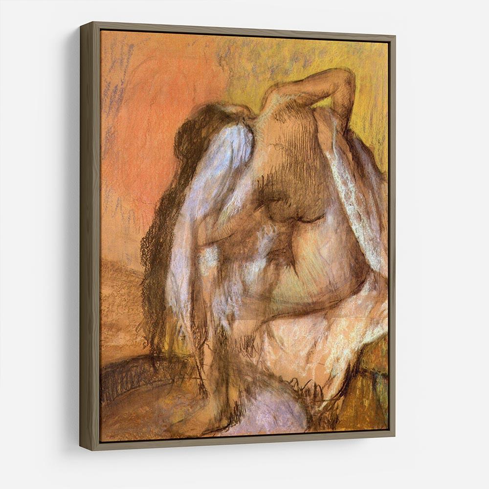Seated female nude drying neck and back by Degas HD Metal Print - Canvas Art Rocks - 10