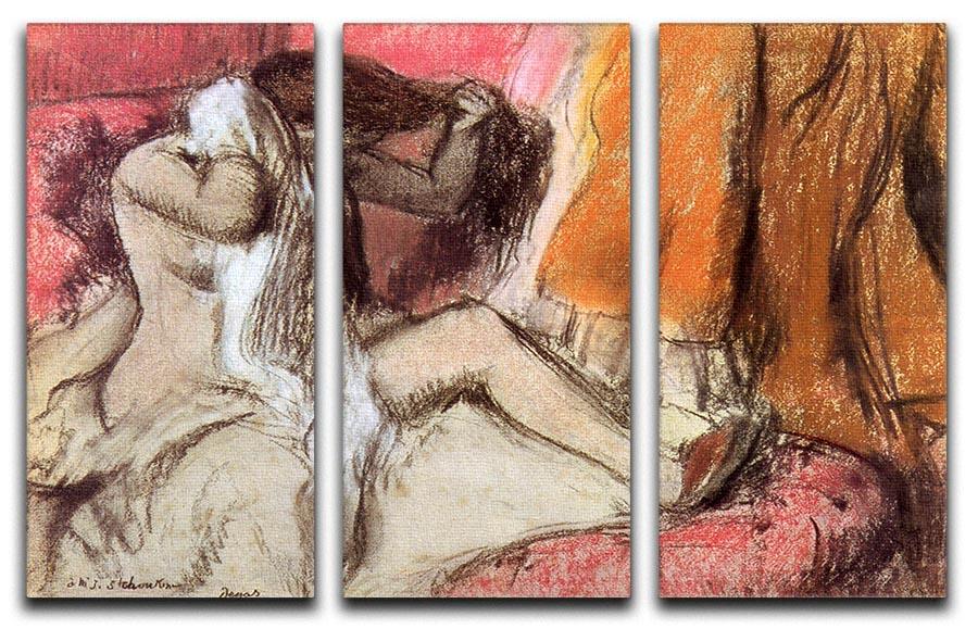 Seated female nude on a chaise lounge by Degas 3 Split Panel Canvas Print - Canvas Art Rocks - 1