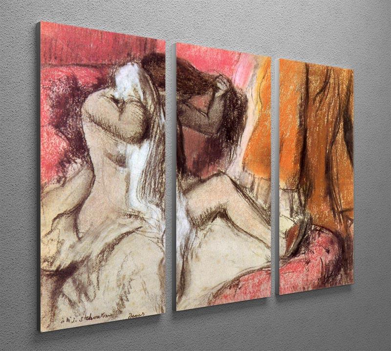 Seated female nude on a chaise lounge by Degas 3 Split Panel Canvas Print - Canvas Art Rocks - 2