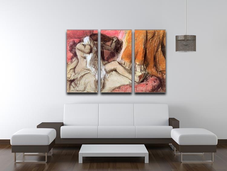Seated female nude on a chaise lounge by Degas 3 Split Panel Canvas Print - Canvas Art Rocks - 3