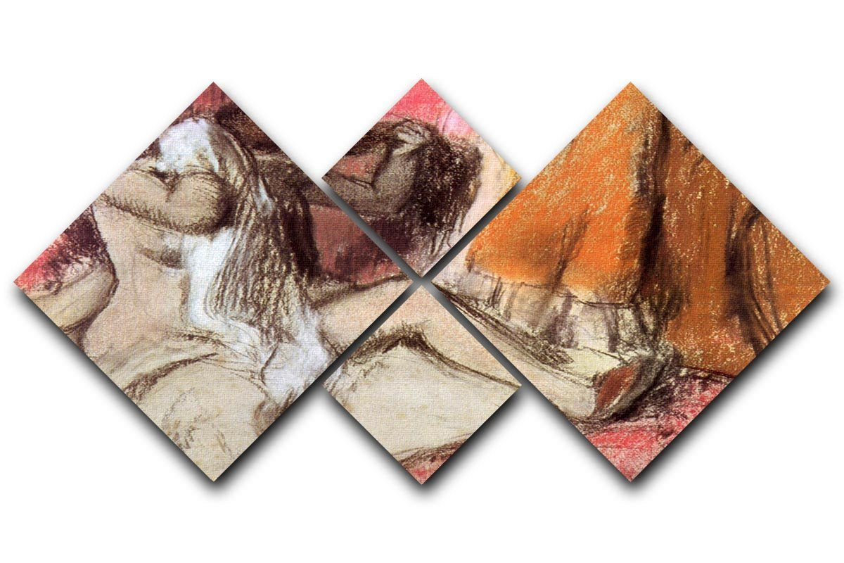 Seated female nude on a chaise lounge by Degas 4 Square Multi Panel Canvas - Canvas Art Rocks - 1