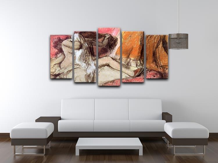 Seated female nude on a chaise lounge by Degas 5 Split Panel Canvas - Canvas Art Rocks - 3