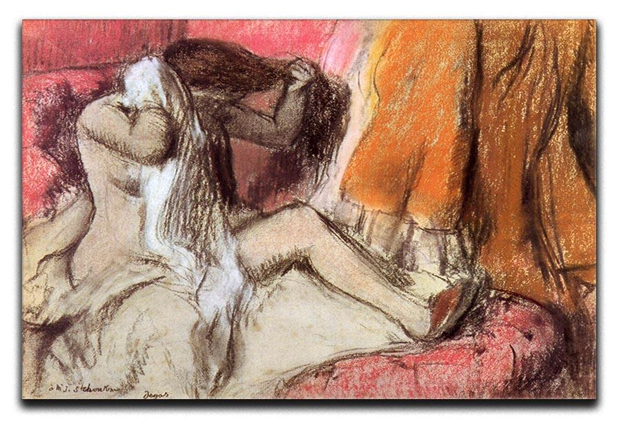 Seated female nude on a chaise lounge by Degas Canvas Print or Poster - Canvas Art Rocks - 1