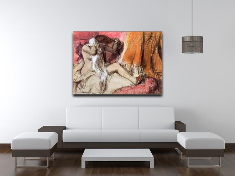 Seated female nude on a chaise lounge by Degas Canvas Print or Poster - Canvas Art Rocks - 4