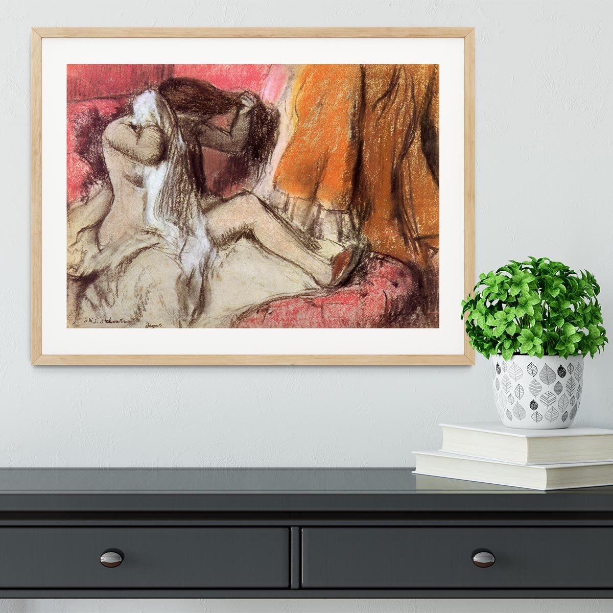 Seated female nude on a chaise lounge by Degas Framed Print - Canvas Art Rocks - 3