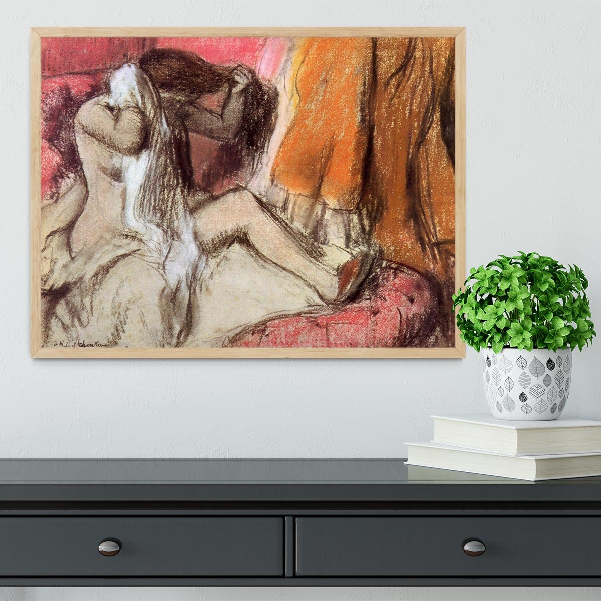 Seated female nude on a chaise lounge by Degas Framed Print - Canvas Art Rocks - 4