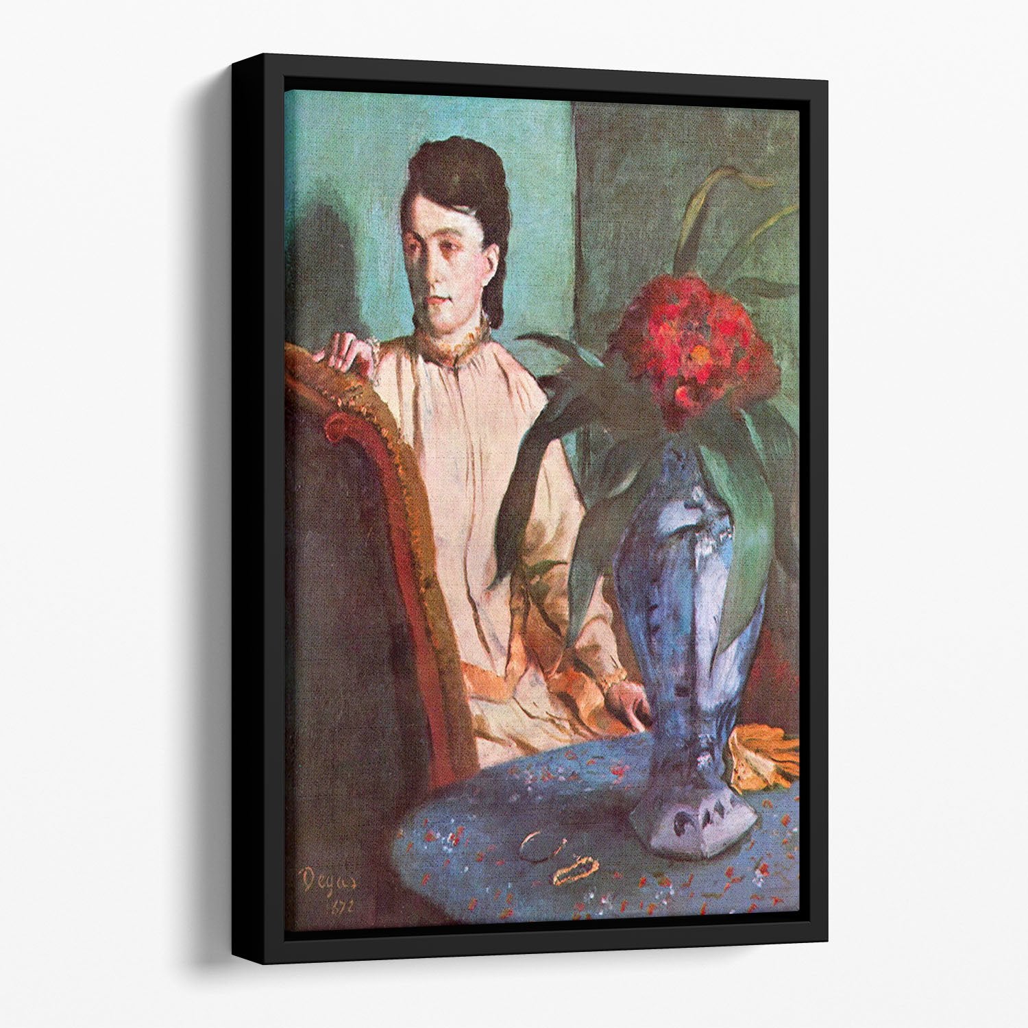 Seated woman by Degas Floating Framed Canvas