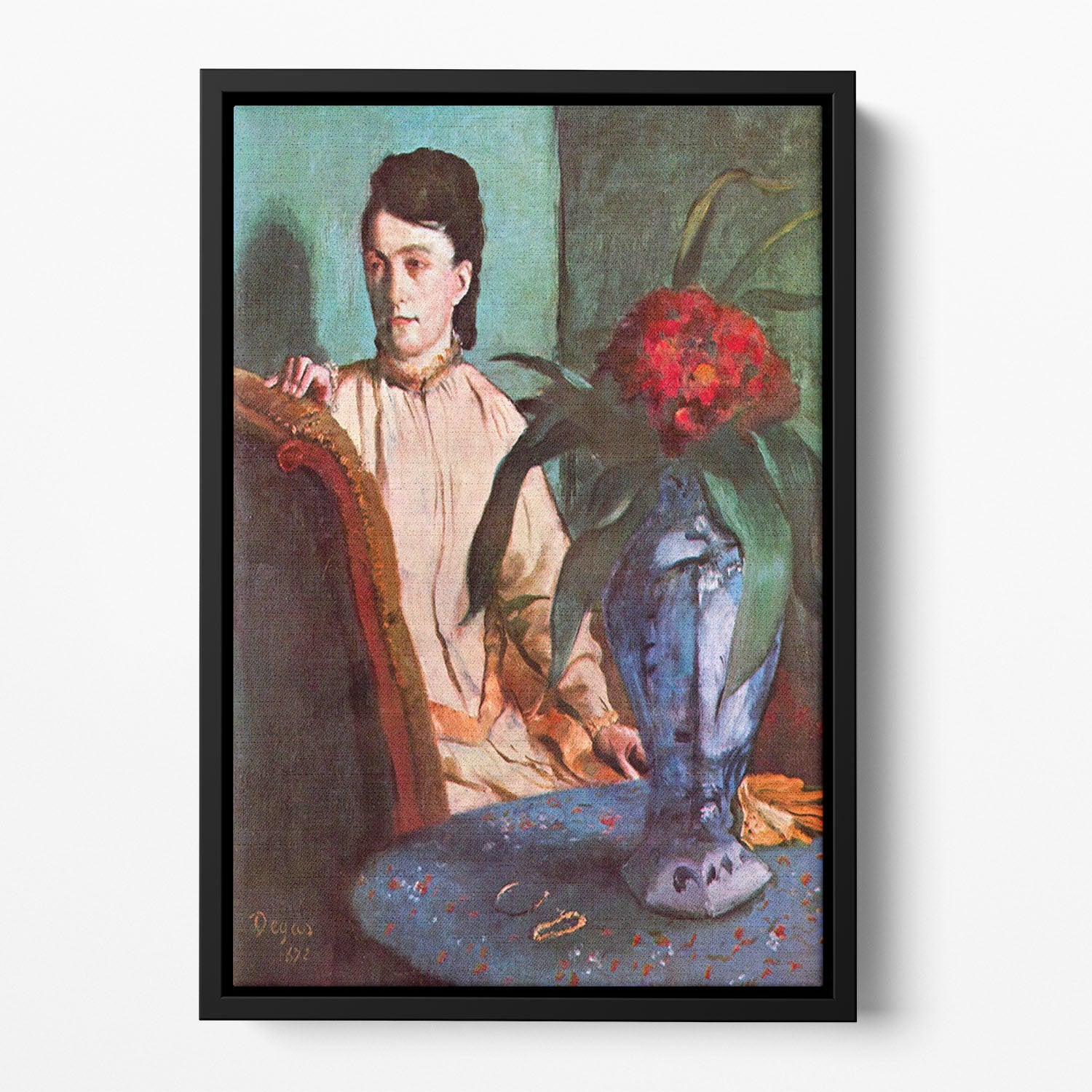 Seated woman by Degas Floating Framed Canvas