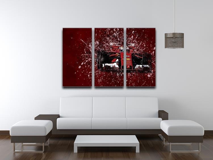 Sebastian Vettel F1 Paint Splatter 3 Split Panel Canvas Print - Canvas Art Rocks - 3