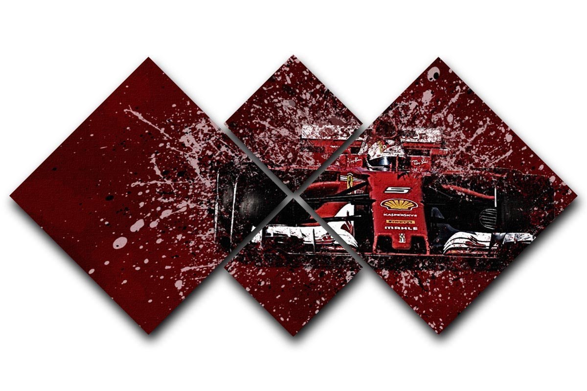Sebastian Vettel F1 Paint Splatter 4 Square Multi Panel Canvas  - Canvas Art Rocks - 1