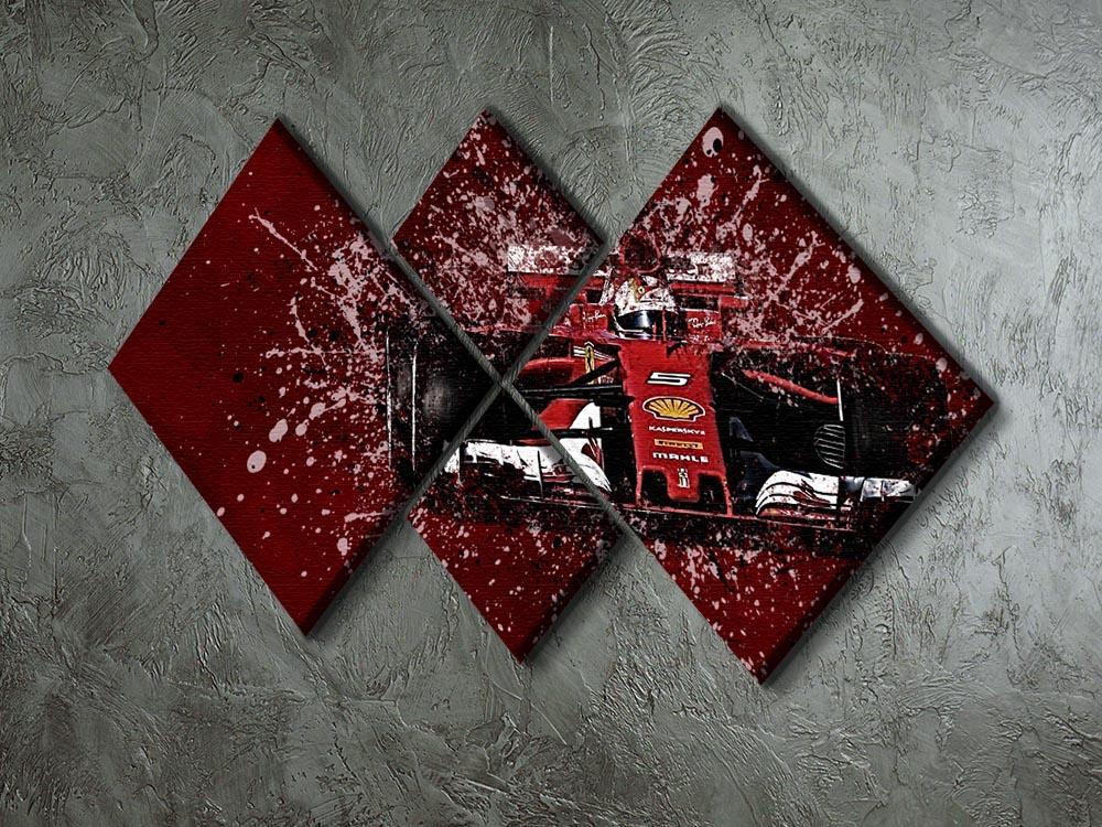 Sebastian Vettel F1 Paint Splatter 4 Square Multi Panel Canvas - Canvas Art Rocks - 2