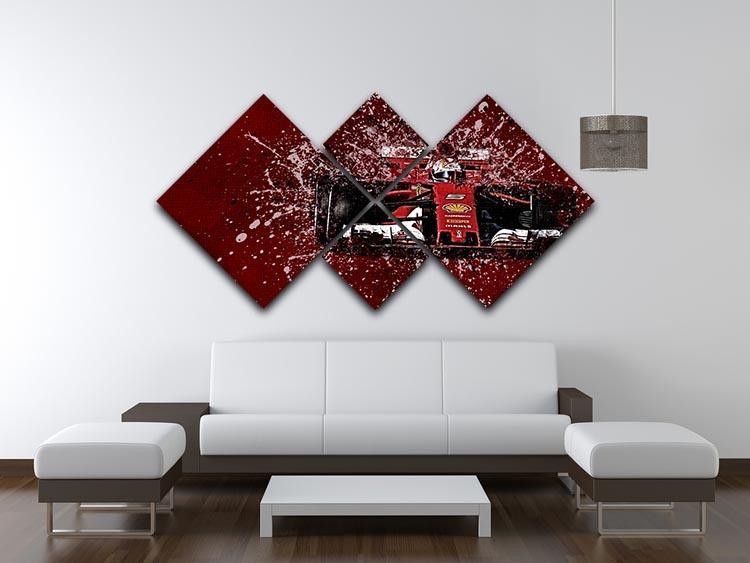 Sebastian Vettel F1 Paint Splatter 4 Square Multi Panel Canvas - Canvas Art Rocks - 3