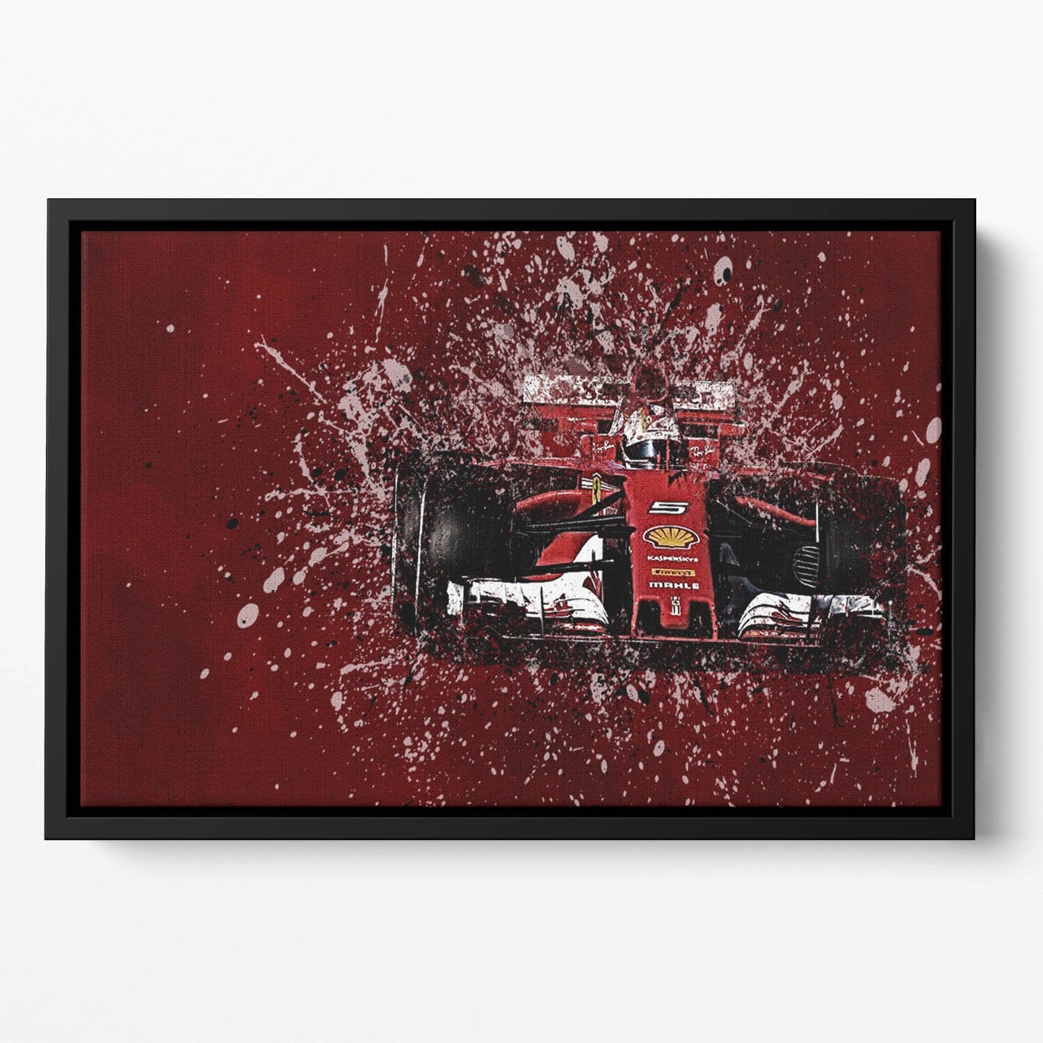 Sebastian Vettel F1 Paint Splatter Floating Framed Canvas