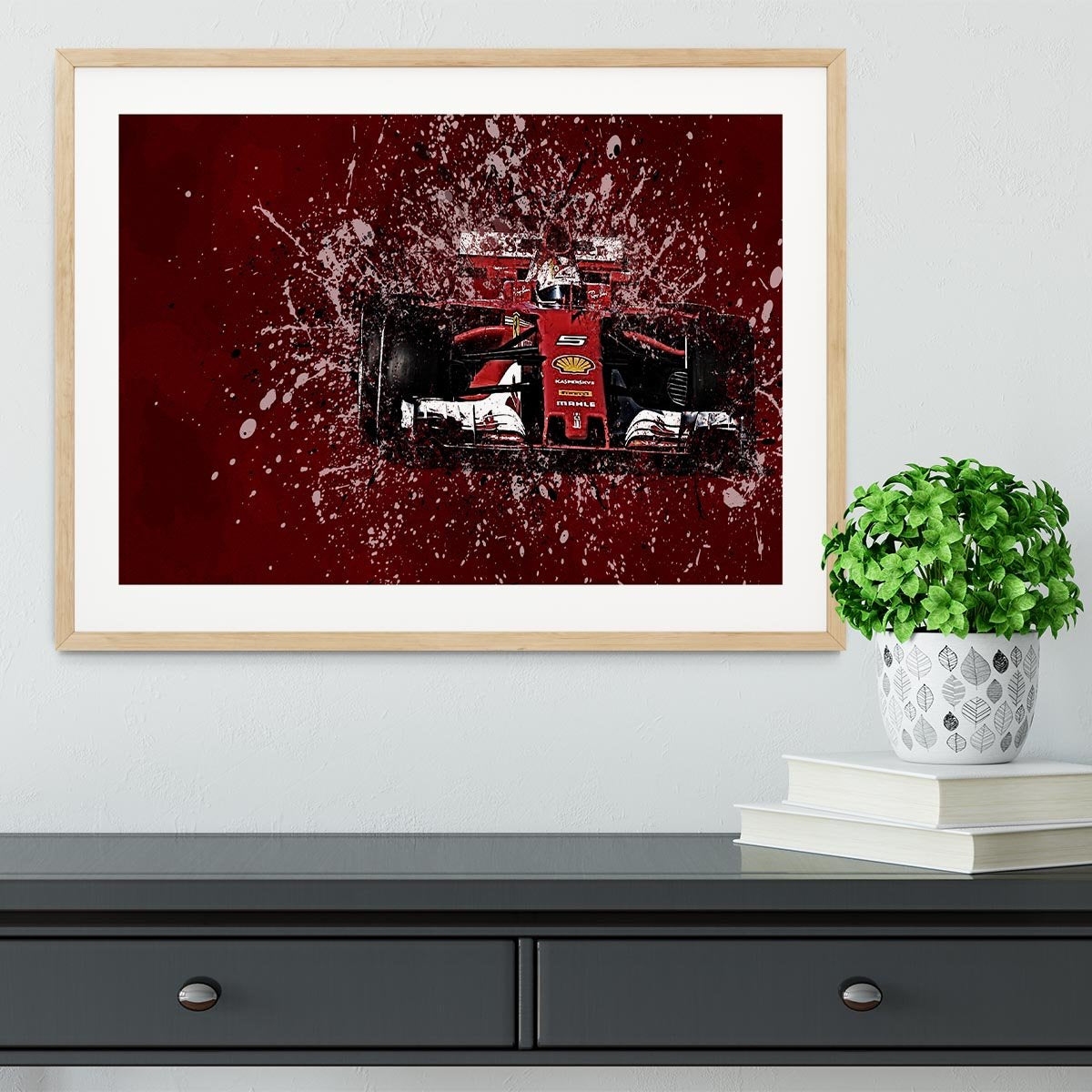 Sebastian Vettel F1 Paint Splatter Framed Print - Canvas Art Rocks - 3