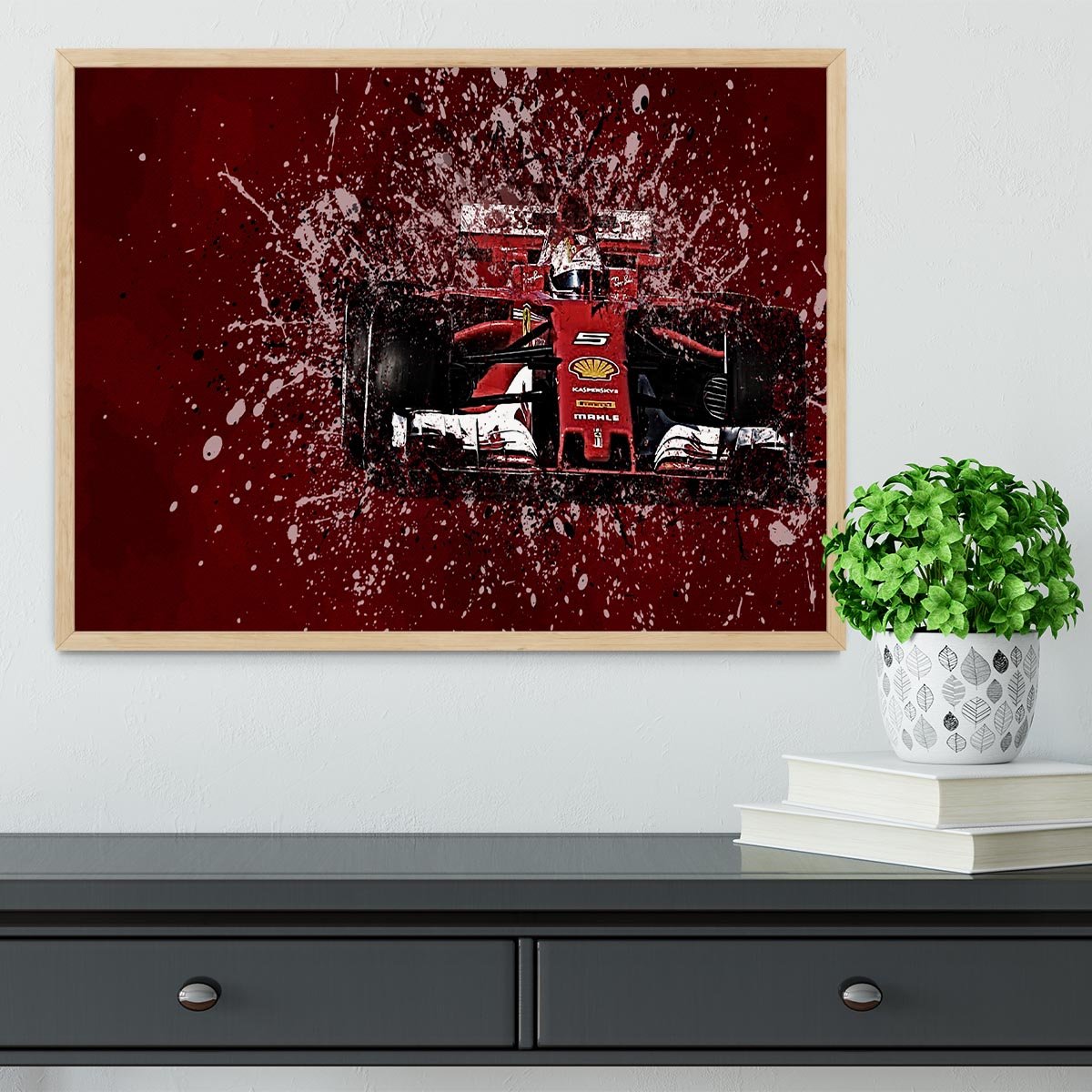 Sebastian Vettel F1 Paint Splatter Framed Print - Canvas Art Rocks - 4