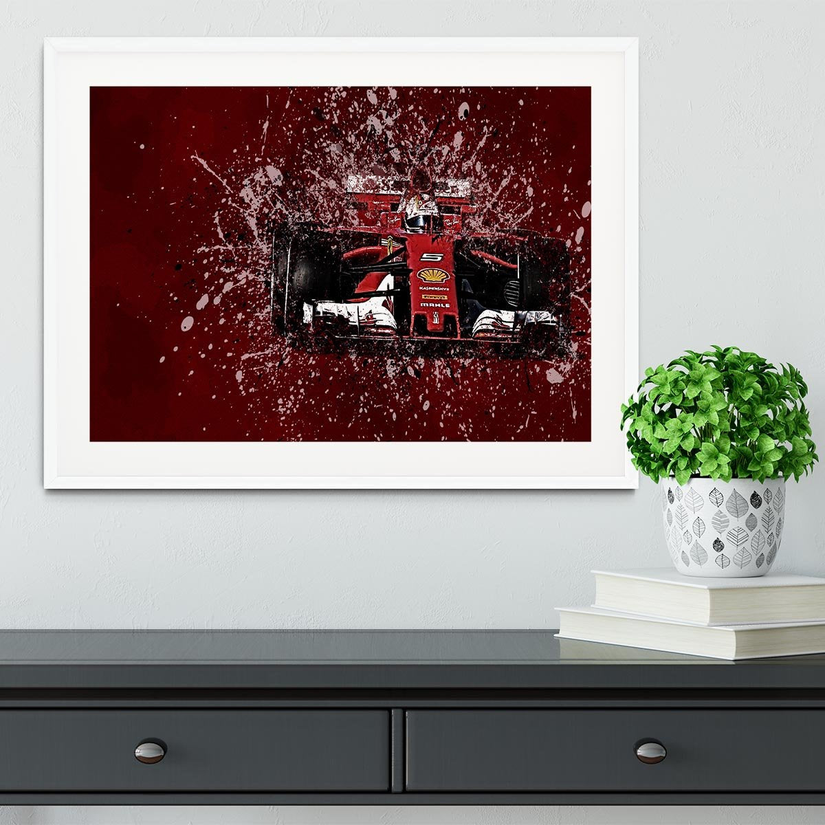 Sebastian Vettel F1 Paint Splatter Framed Print - Canvas Art Rocks - 5