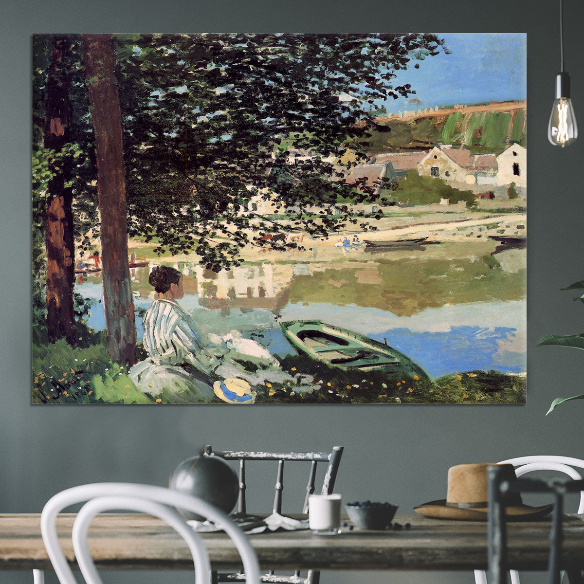 Seine bank at Vethueil by Monet Canvas Print or Poster - Canvas Art Rocks - 3