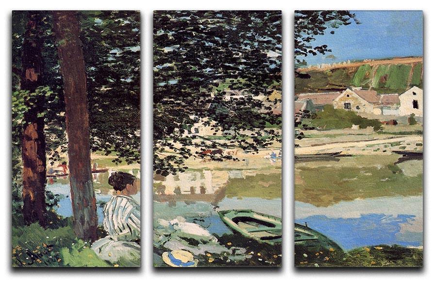 Seine bank at Vethueil by Monet Split Panel Canvas Print - Canvas Art Rocks - 4