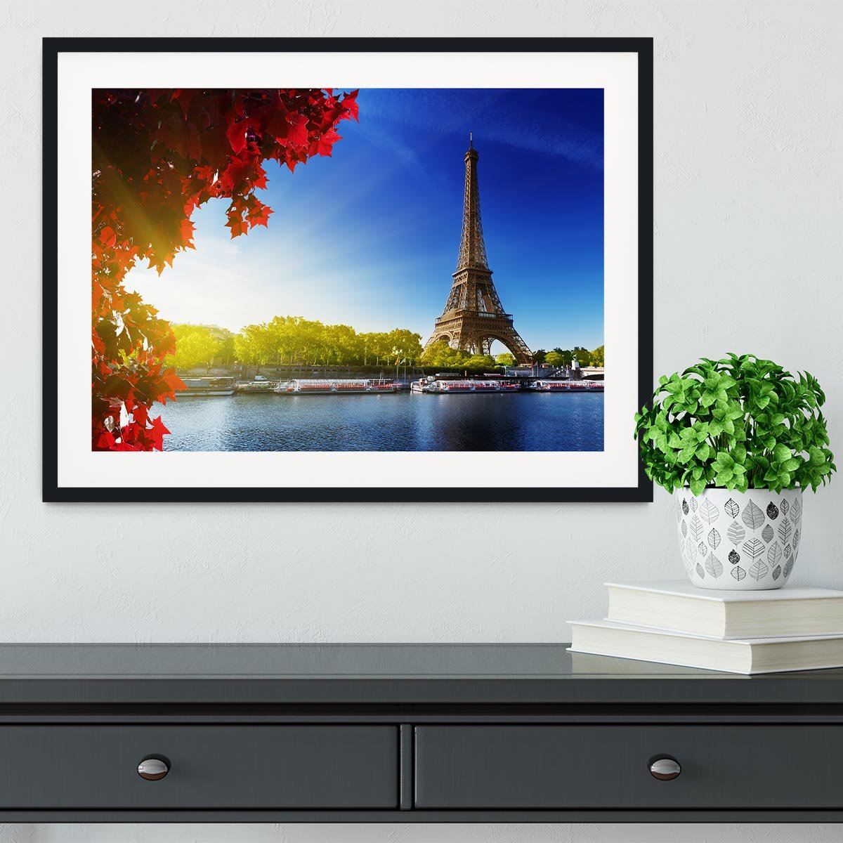 Seine in Paris with Eiffel tower Framed Print - Canvas Art Rocks - 1